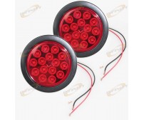 1 PAIR 4" Round 15 LED Signal Stop Turn Tail Light Flange Mount Kits 12v 24v